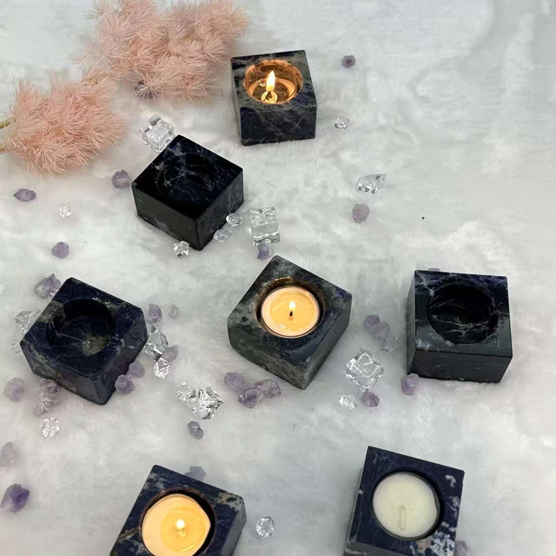 Blue Sodalite Marble Candleholder